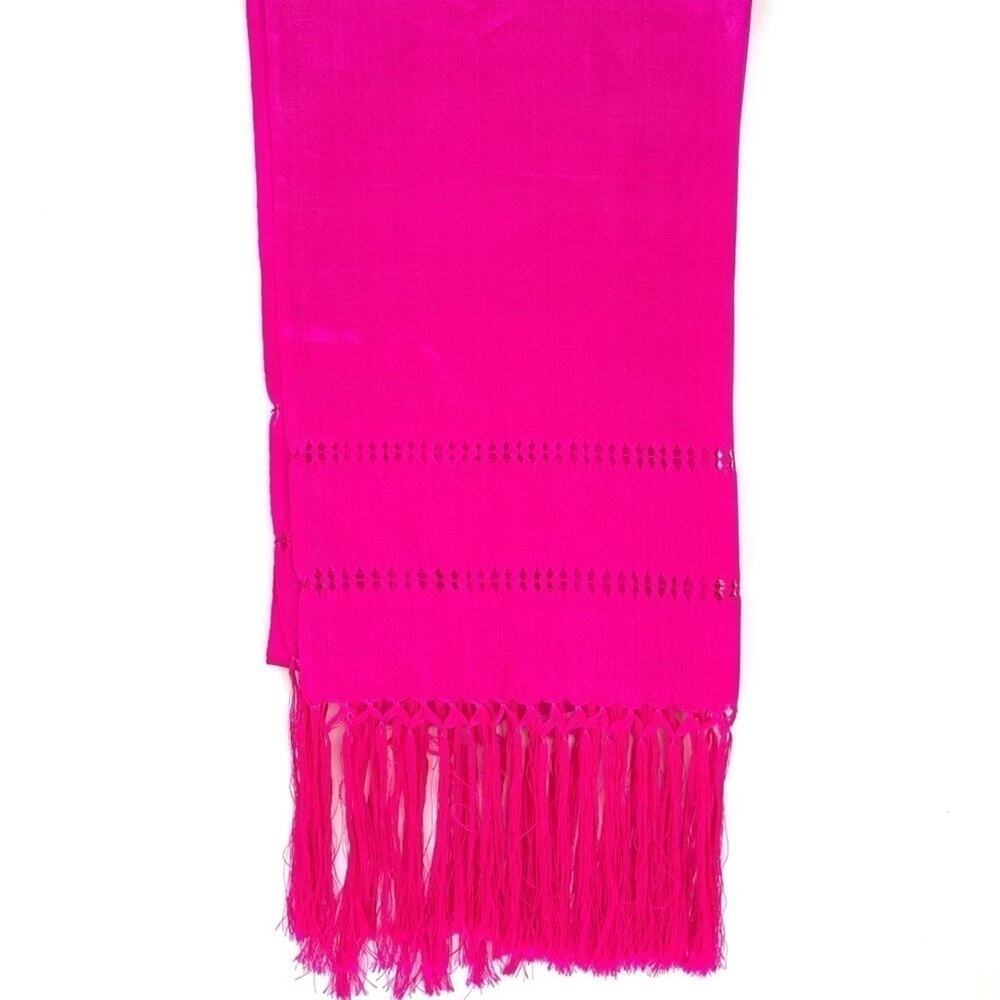 Vibrant Barbie Pink Scarf with Fringe